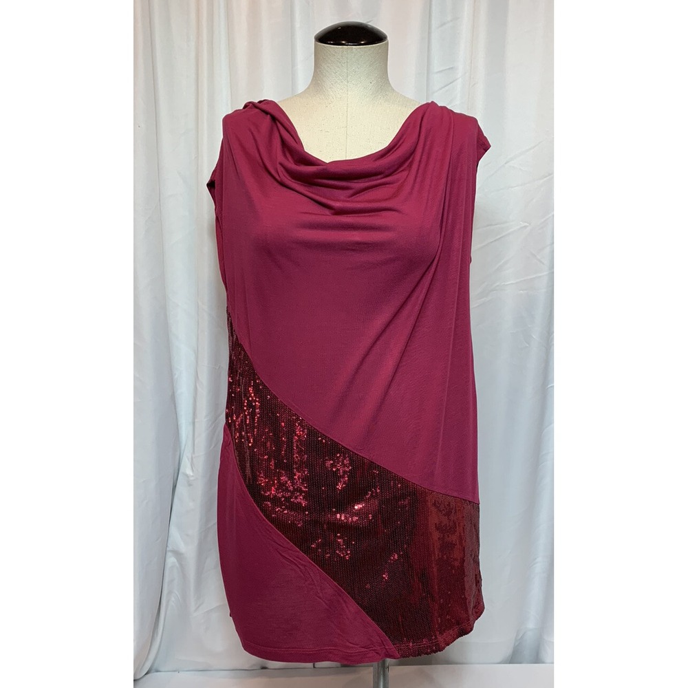 Women's Kische Maroon Sequence Tunic Tang Top Blouse Top Size XLarge‎